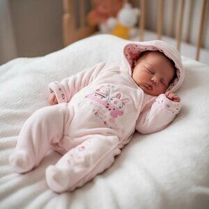 Babaluno Pink Snap Front lightly padded Hooded Bunting size Newborn-3 Months